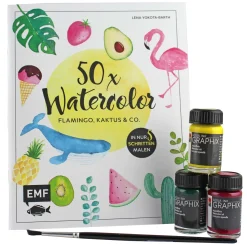 Waschbär 50 x Watercolor. Starter-Set inkl. 3 Farben und Pinsel.