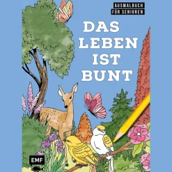 Online Waschbär Ausmalbuch für Senioren: Das Leben ist bunt: Großflächige Motive, gut erkennbare Linien und einfache Formen sorgen für kognitives und feinmotorisches Training.