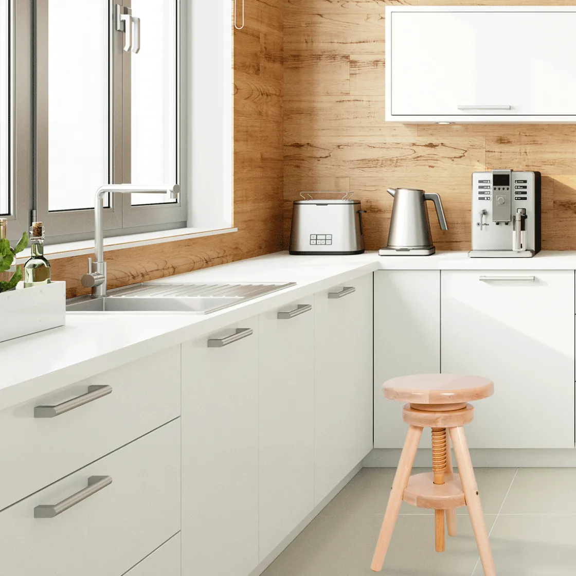 Hot Waschbär Drehhocker aus Buchenholz.