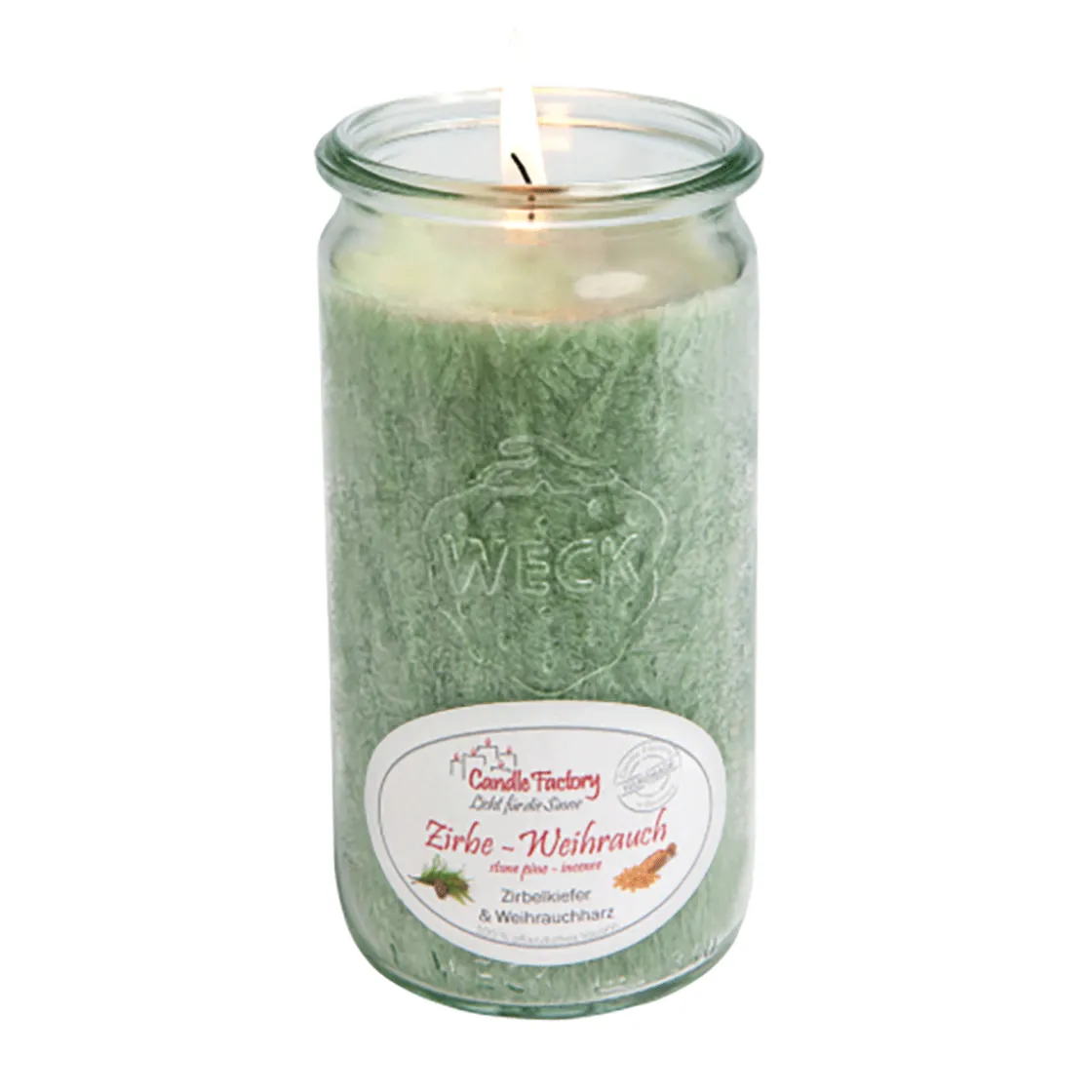 Waschbär Duftkerze »Zirbe-Weihrauch«.