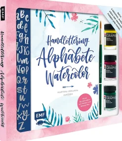 Discount Waschbär Handlettering Alphabete Watercolor mit Marabu-Pinsel und 3 Farben.