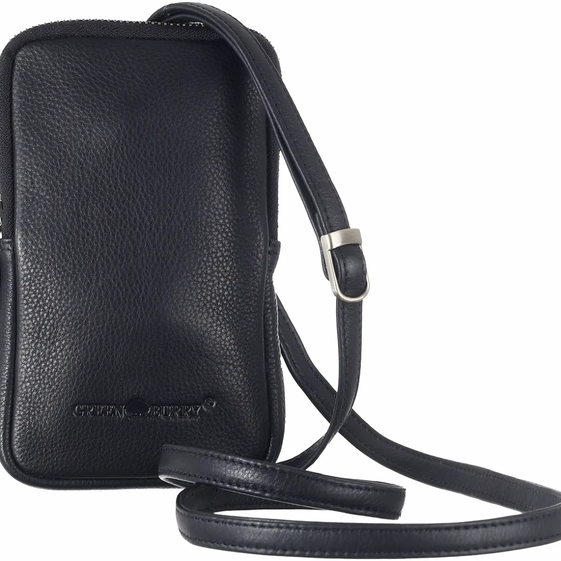 Hot Waschbär Handytasche aus Nappaleder, schwarz.