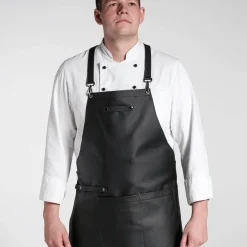 Sale Waschbär Kochschürze aus Rindleder, schwarz.