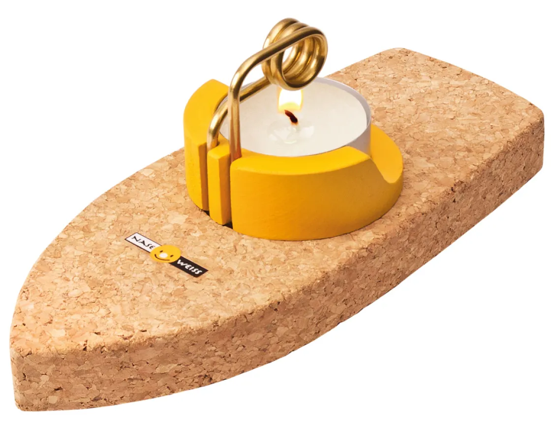 Online Waschbär Korkschiff mit Teelicht »Dampfschiff«.