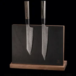 Waschbär Magnetischer Messerblock mit Lederbezug.