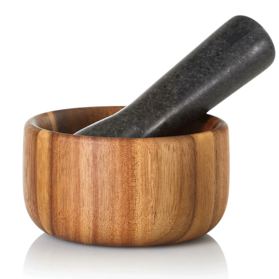 Waschbär Mörser aus Akazienholz Ø 11 cm.