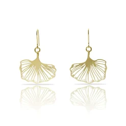 Online Waschbär Ohrringe »Ginkgo Biloba«, vergoldet.