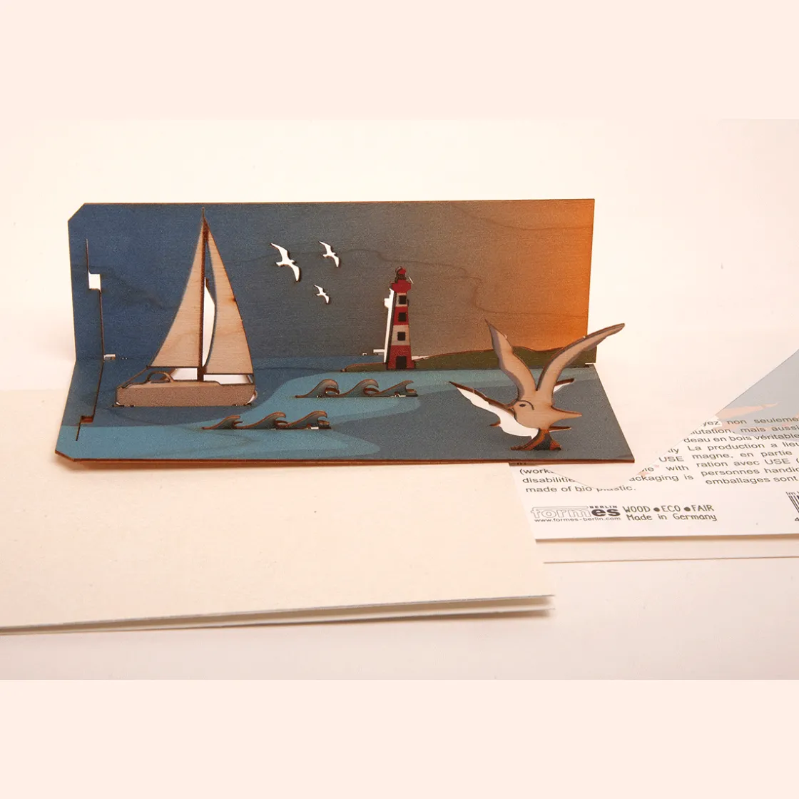 Outlet Waschbär Pop Up-Holzpostkarte »Segelboot«.