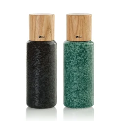 Clearance Waschbär Set Pfeffer- und Salzmühle, grün-schwarz.