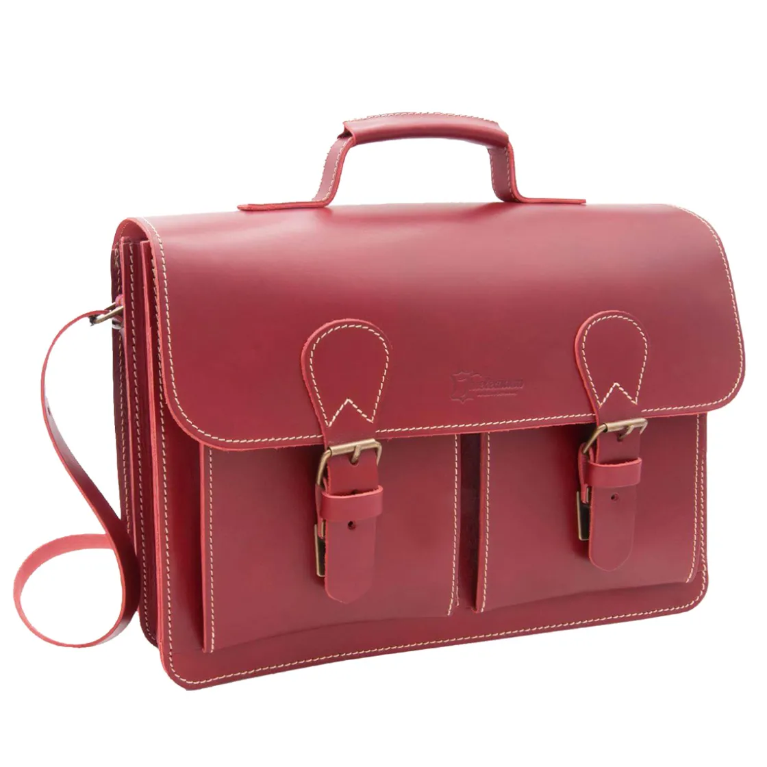Online Waschbär Vintage-Aktentasche, rot.