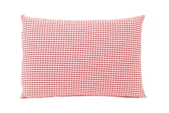 Waschbär Zirbenkissen, rotweiß kariert.